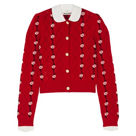 miu miu red sweater with jewels|MIU MIU Women's Sweaters .